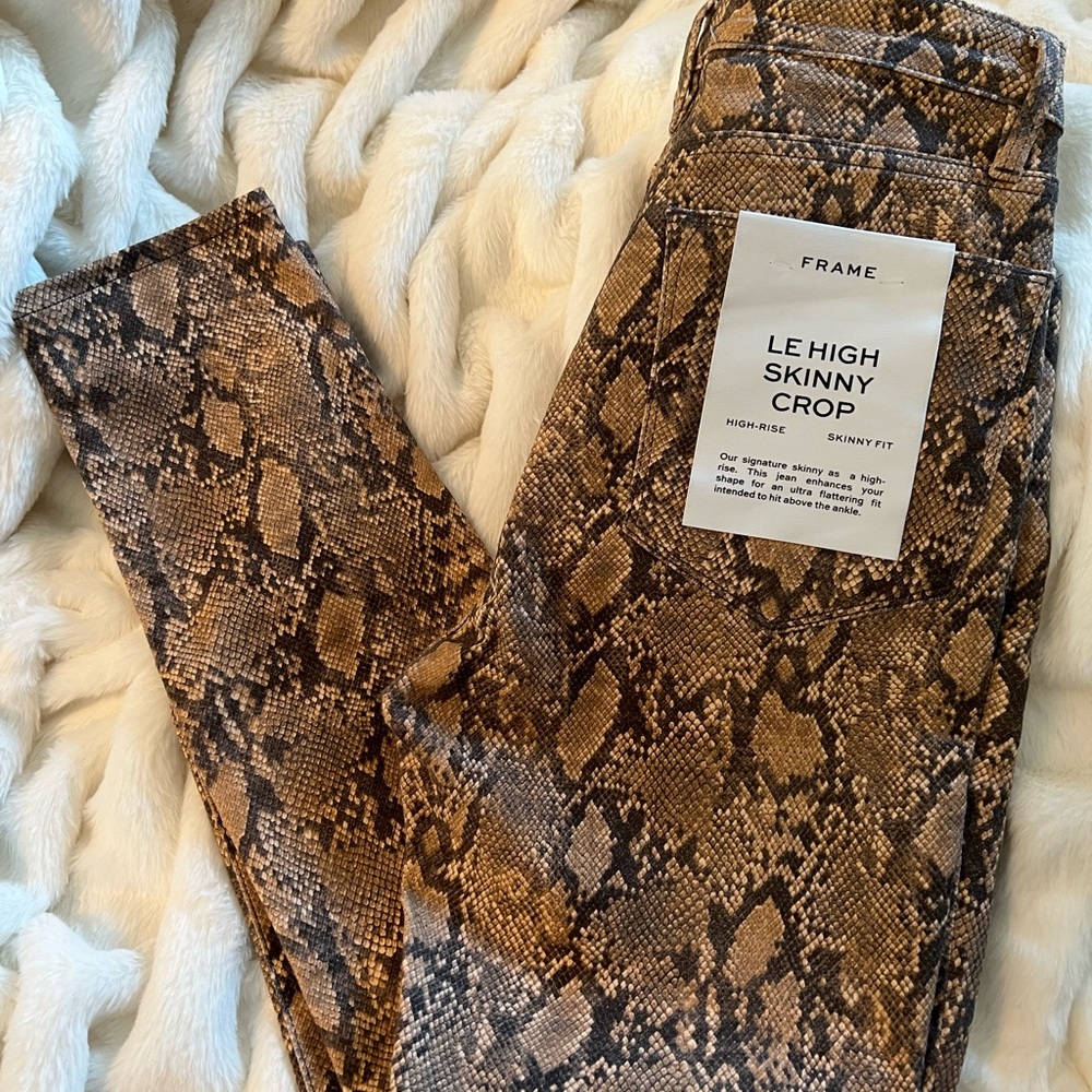 Frame Le High Coated Python High Waist Skinny Leg Jeans New 27